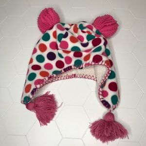 Gap Polka’d Fleece Trapper Pom Pom Hat size Small